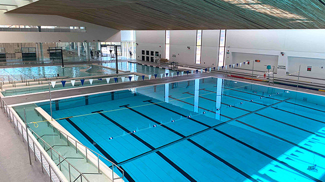View of the indoor lap and leisure pool at Orillia Recreation Centre